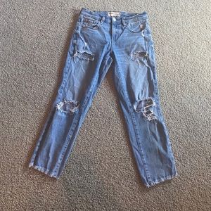Medium wash straight leg jeans